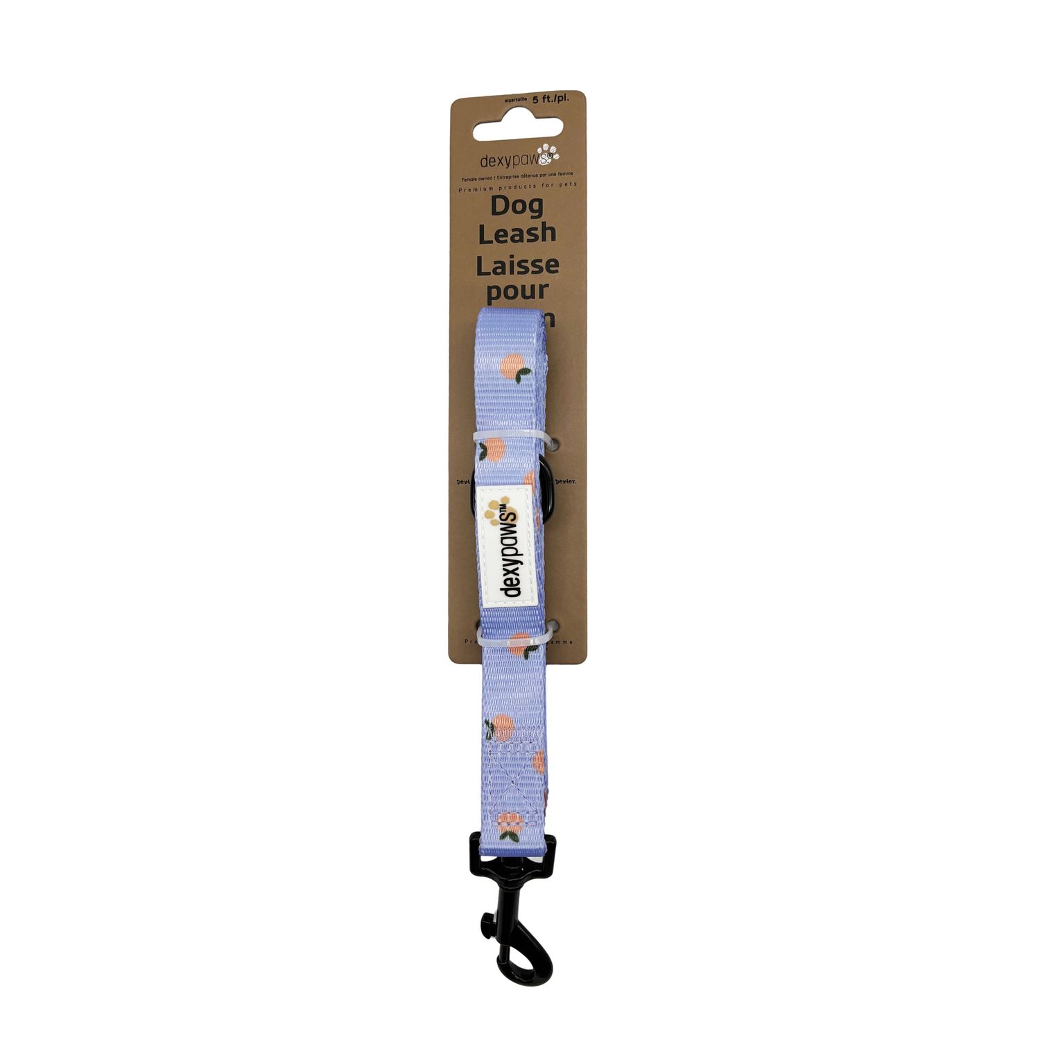 DEXYPAWS - Tangerine Print 5ft Dog Leash, Size: 5pieds