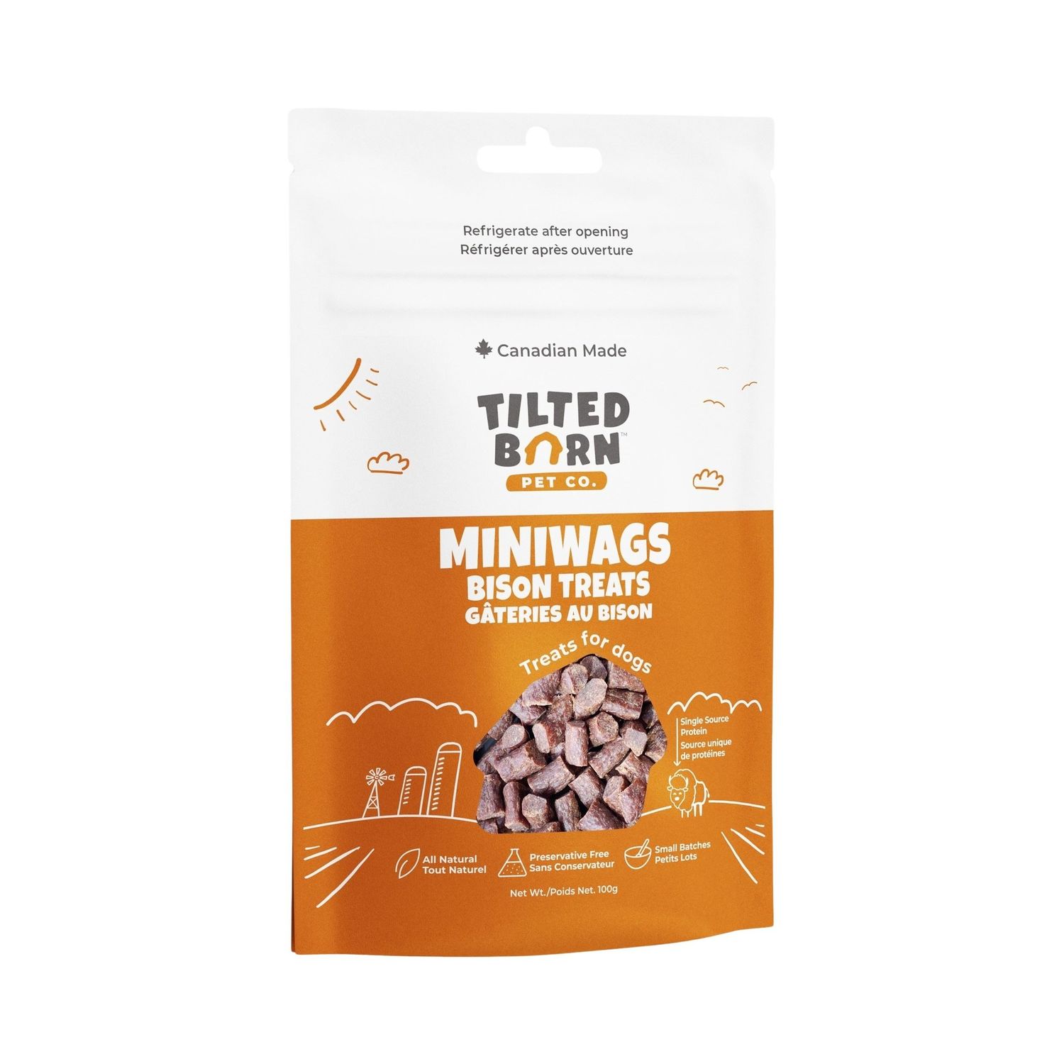 TILTED BARN - Canadian Bison Miniwags Treats, Weight: 100g