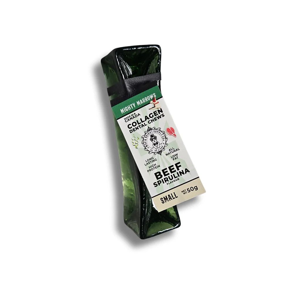 WAG &amp; BRIGHT - Mighty Marrows Spirulina &amp; Beef Collagen Dental Chews, Size: Small (50g)