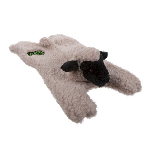 GODOG - Barnyard Buddies Lamb Squeaky Plush Flattie Dog Toy, Size: Small