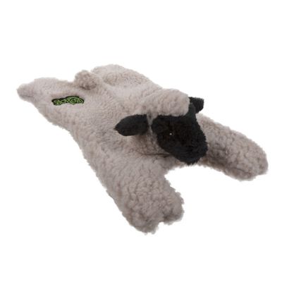 GODOG - Barnyard Buddies Lamb Squeaky Plush Flattie Dog Toy