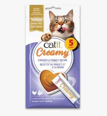 CATIT - Grain-Free Creamy Lickable Chicken &amp; Turkey Cat Treats