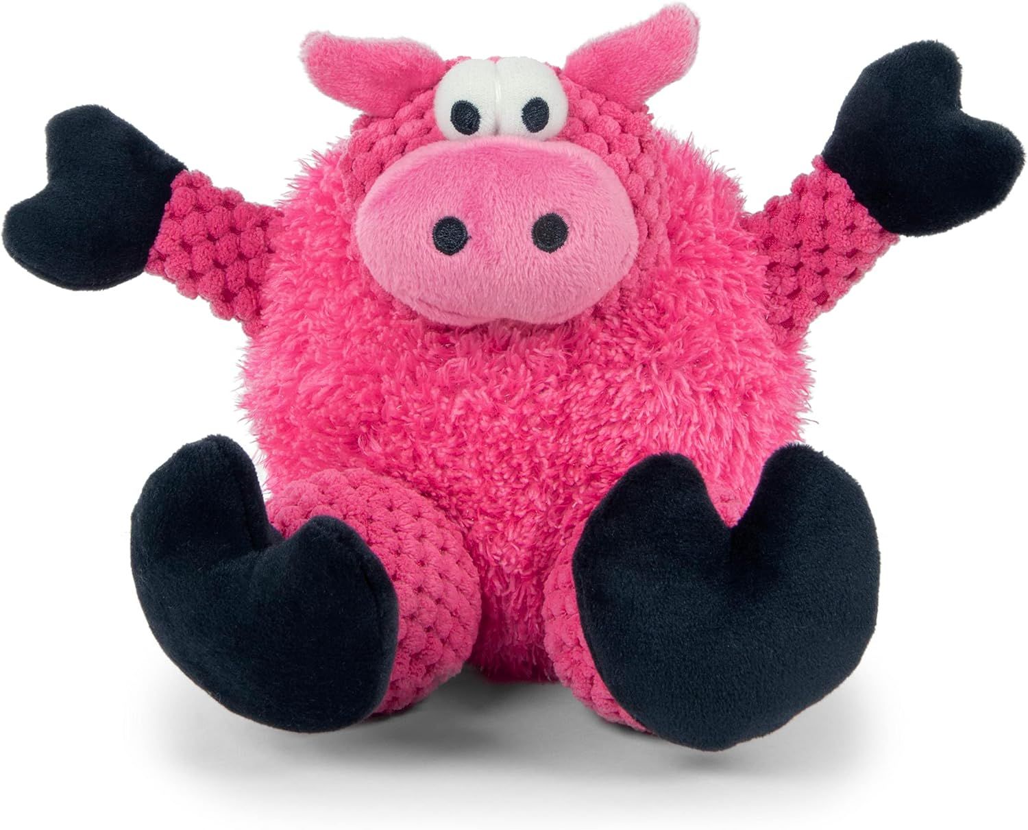 GODOG - Checkers Squeaky Pig Plush Dog Toy with Chew Guard Technology