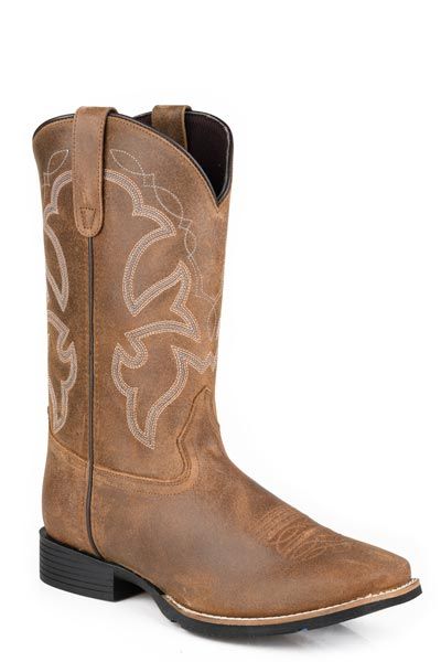 ROPER - Tan Oiled Suede Upper Monterey Cowboy Boots