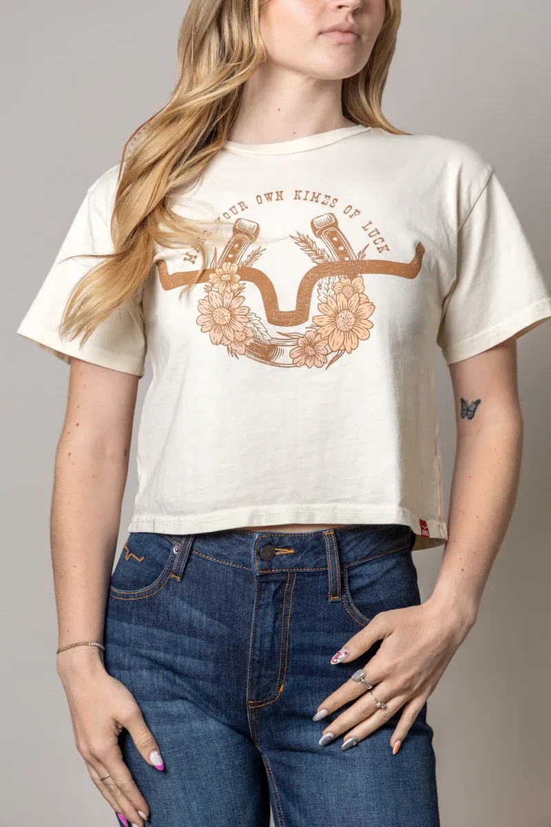 KIMES RANCH - Ivory Kimes of Luck Crop T-Shirt