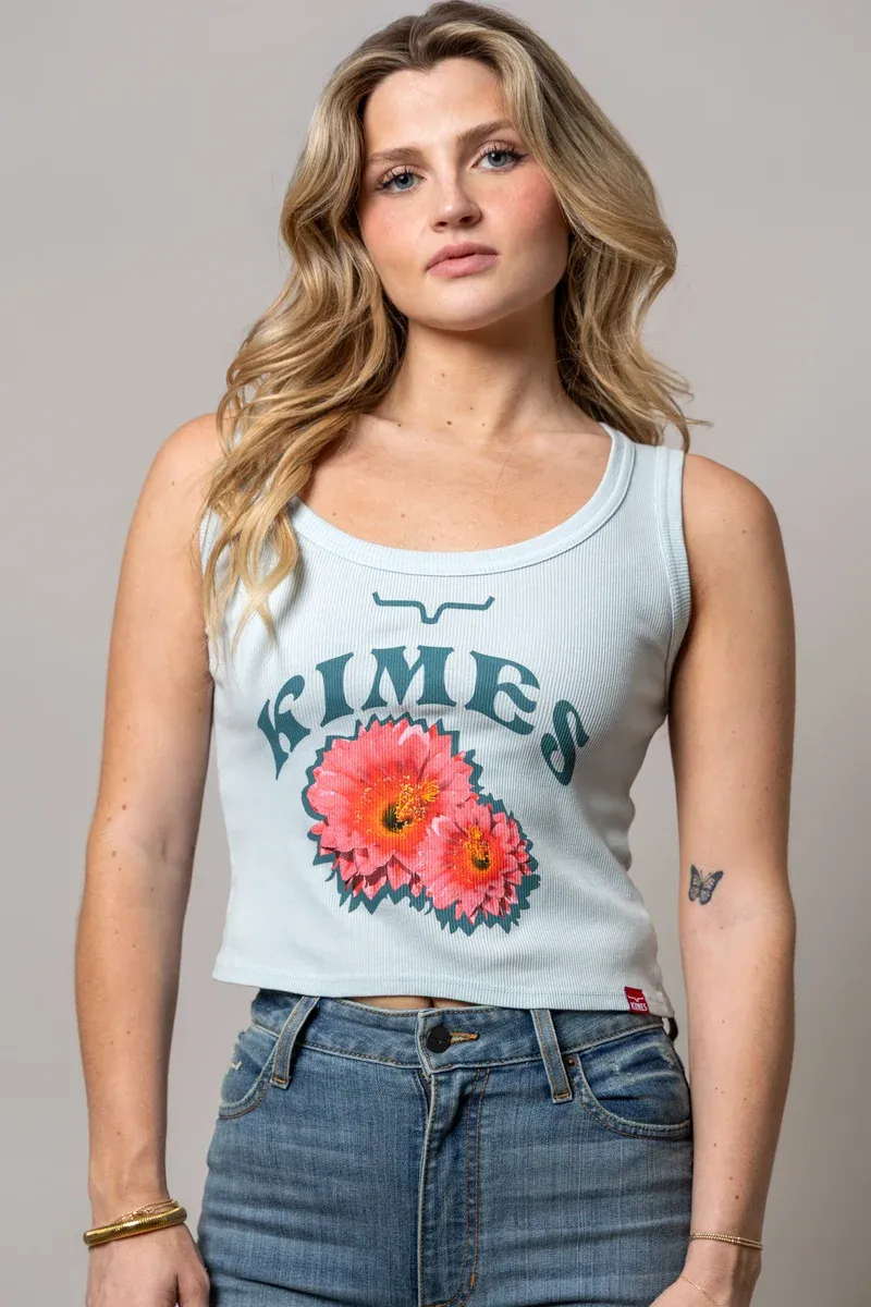KIMES RANCH - Ice Blue Desert Rose Tank Top
