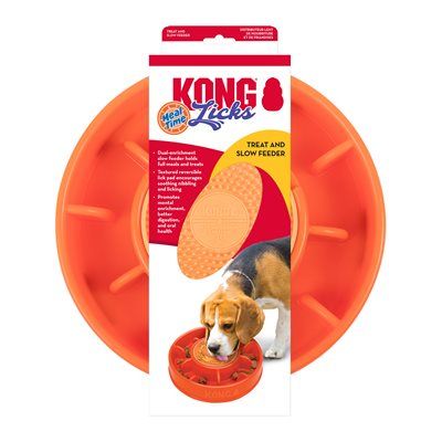 KONG - Meal Time Licks Treat &amp; Slow Feeder Dog Bowl, Colour: Orange