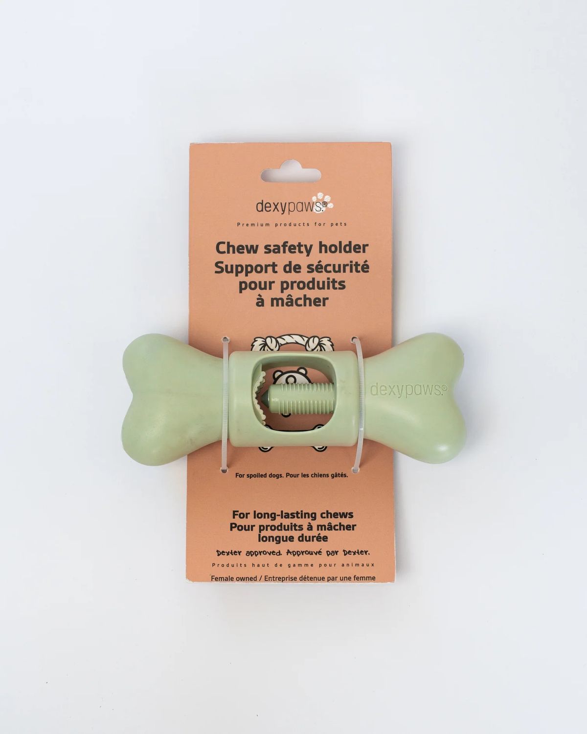 DEXYPAWS - Sage Green Chew Safety Holder, Colour: Sage Green