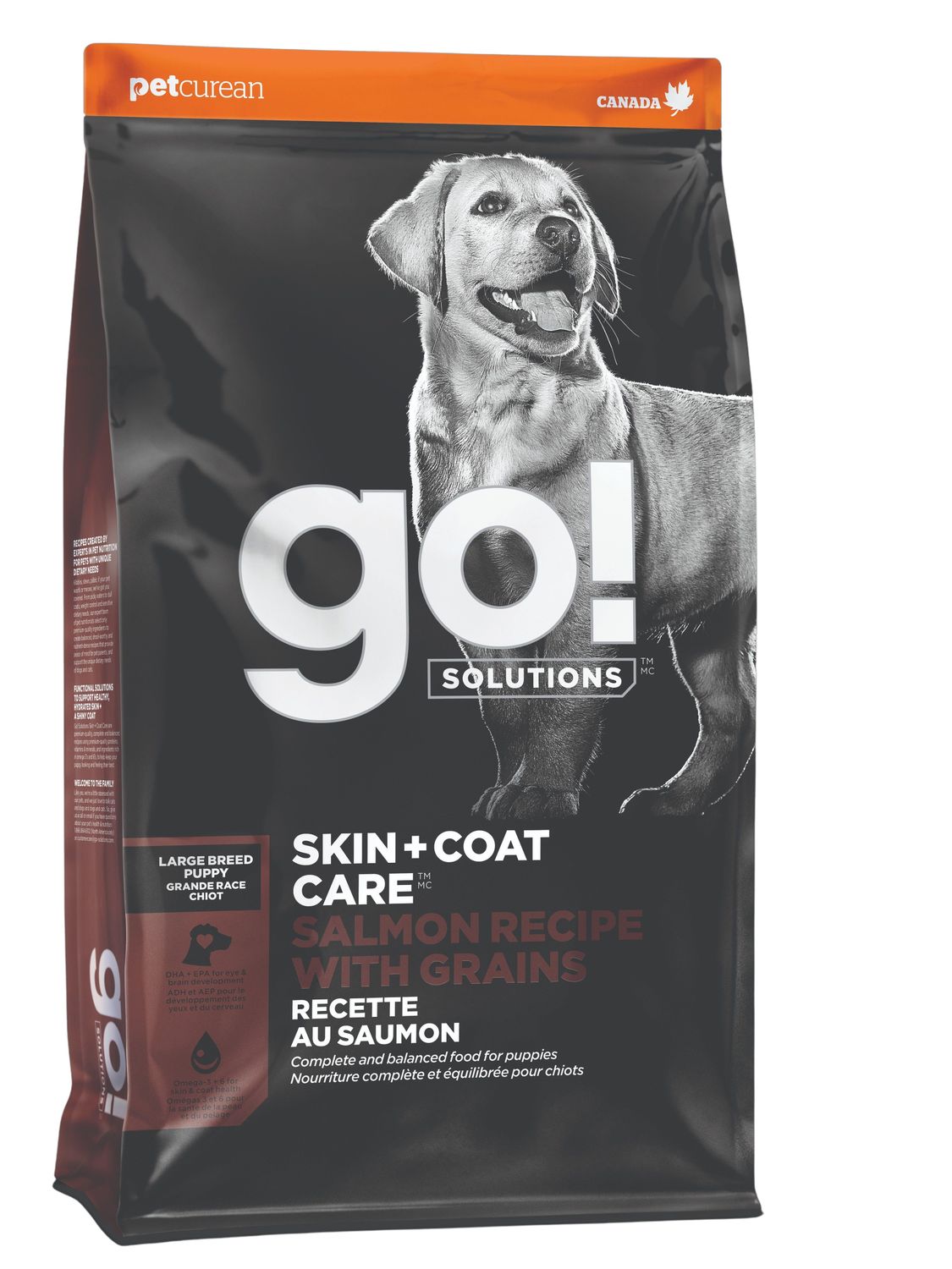 PETCUREAN - GO! Skin + Coat Large Breed Puppy Salmon Dry Dog Food with Grains, Size: 25lbs