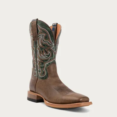 HYER - Broad Square Bucklin EE Tan/Green Western Boot