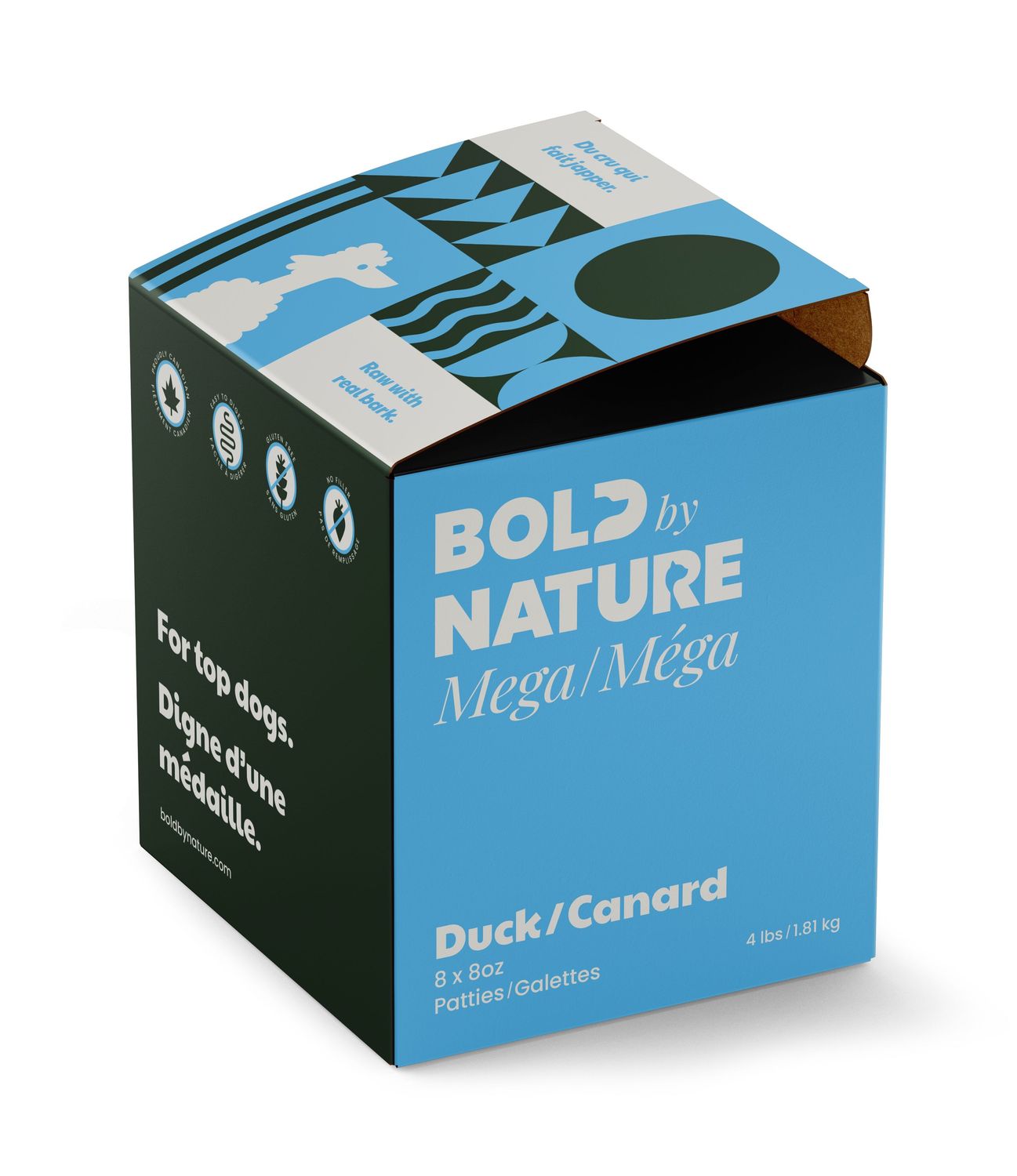 BOLD BY NATURE - Mega Line Duck Recipe Raw Dog Food, Size: 4lb (8 x 8oz)