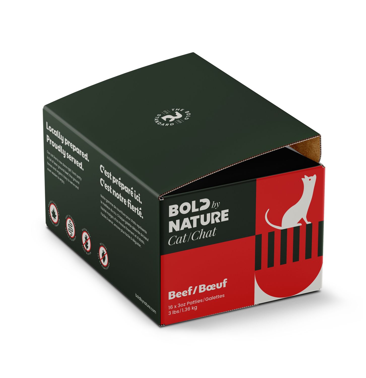 BOLD BY NATURE - Signature Raw Beef Cat Food, Size: 3lb (16 x 3oz)