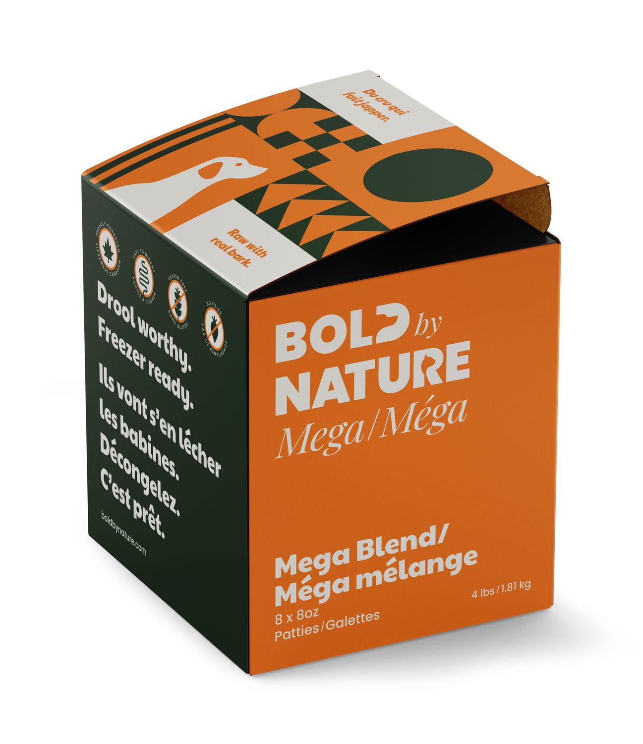 BOLD BY NATURE - Mega Line Blend Recipe Raw Dog Food, Size: 4lbs (8 x 8oz)