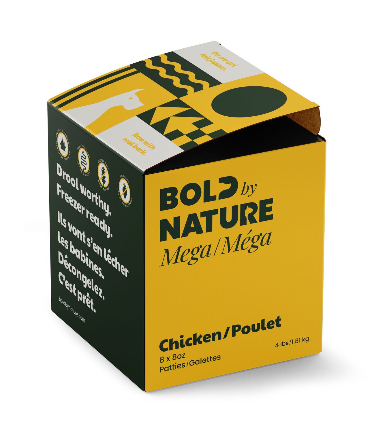 BOLD BY NATURE - Mega Line Chicken Recipe Raw Dog Food, Size: 4lb (8 x 8oz)