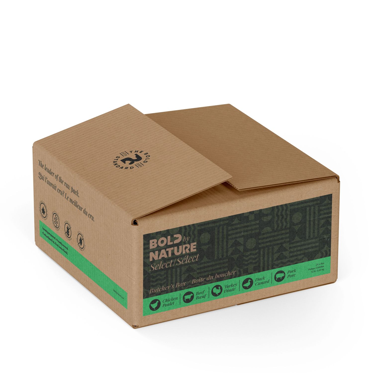 BOLD BY NATURE - The Works Butcher's Box Raw Dog Food, Size: 12lb (24 x 8oz)