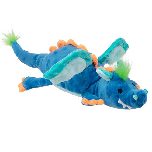 GODOG - Dazzle Dragon Plush Dog Toy with Chew Guard Technology, Colour: Blue