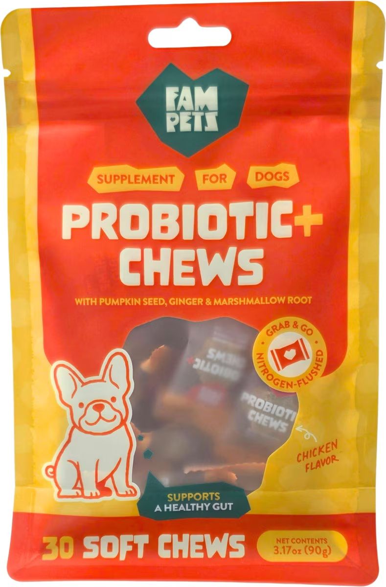 FAM PETS - Probiotic+ Soft Chews Digestive Support &amp; Gut Health, Net Content: 90g (30 Soft Chews)