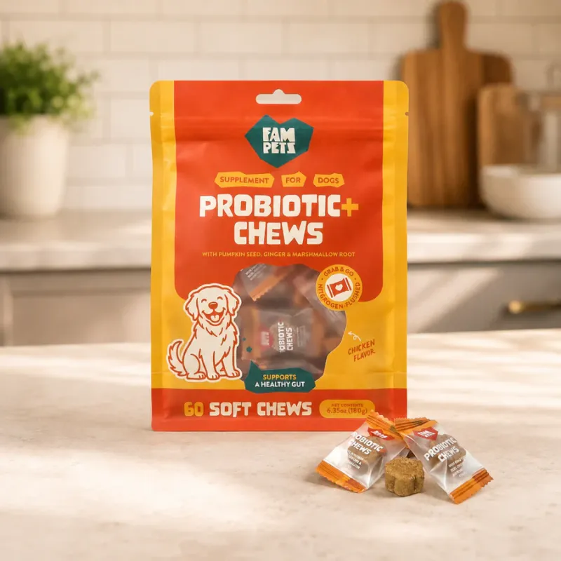 FAM PETS - Probiotic+ Soft Chews Digestive Support &amp; Gut Health