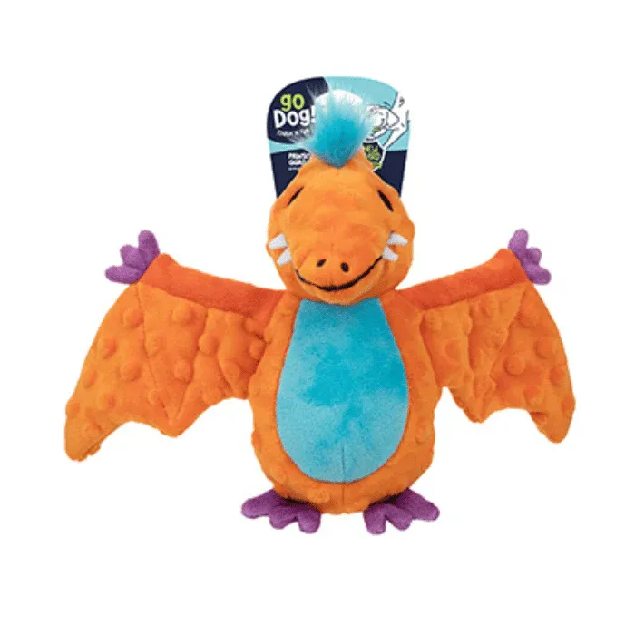GODOG - Percy the Pterodactyl Dinos Plush Dog Toy with Chew Guard Technology