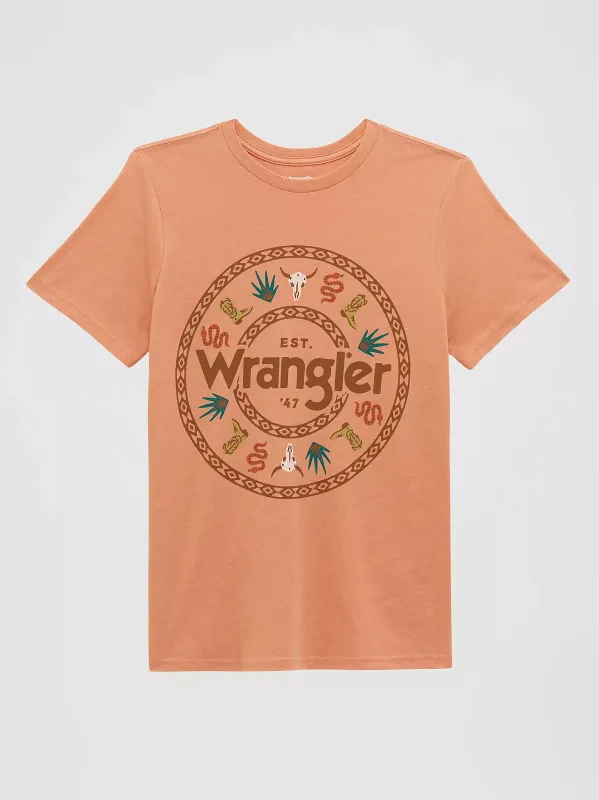 WRANGLER - Muted Clay Heather Western Spirit Reg Fit Graphic Tee