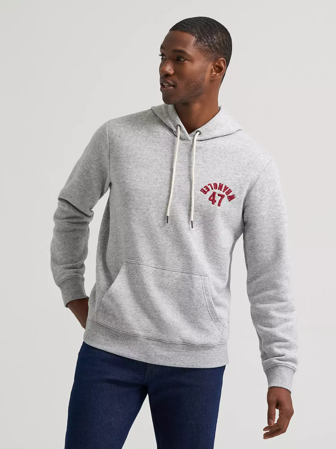 WRANGLER - Upside Down Grey Mele Wrangler Graphic Hoodie