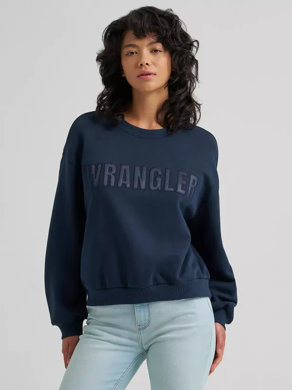 WRANGLER - Dark Sapphire Logo Canyon Crew Pullover
