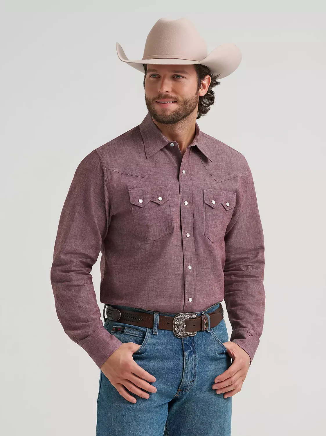 WRANGLER - Cody Johnson Two Pocket Western Snap Maroon Shirt