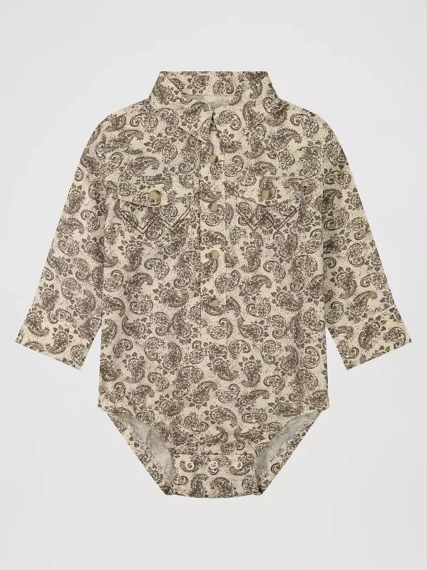WRANGLER - Boy's Long Sleeve Western Snap Saddle Paisley BodySuit