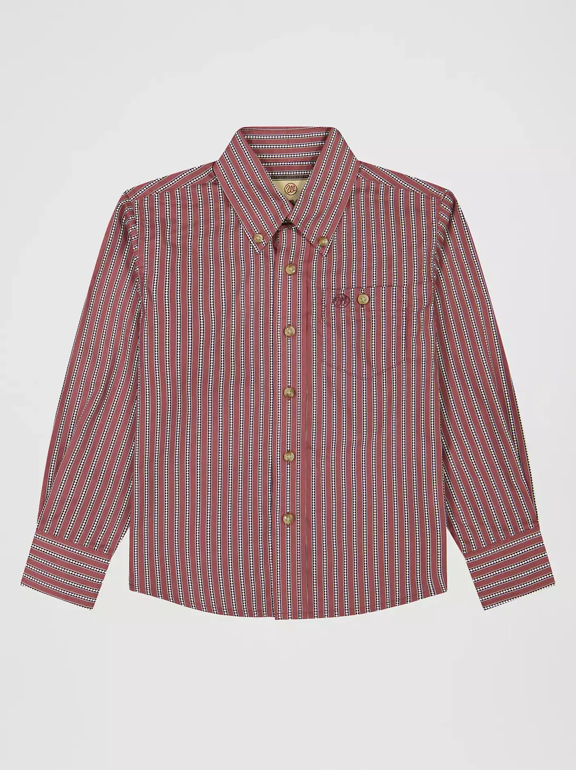 WRANGLER - Boy's Classic Button-Down Red Stripes Print Shirt