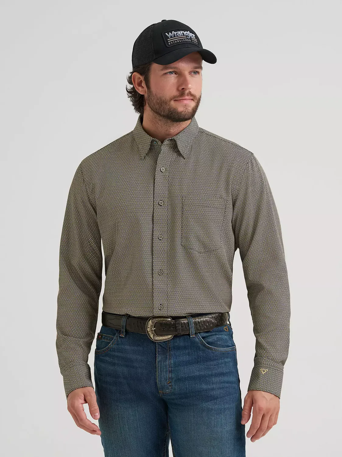 WRANGLER - Cody Johnson Performance Button Down Black Multi Stripe Shirt