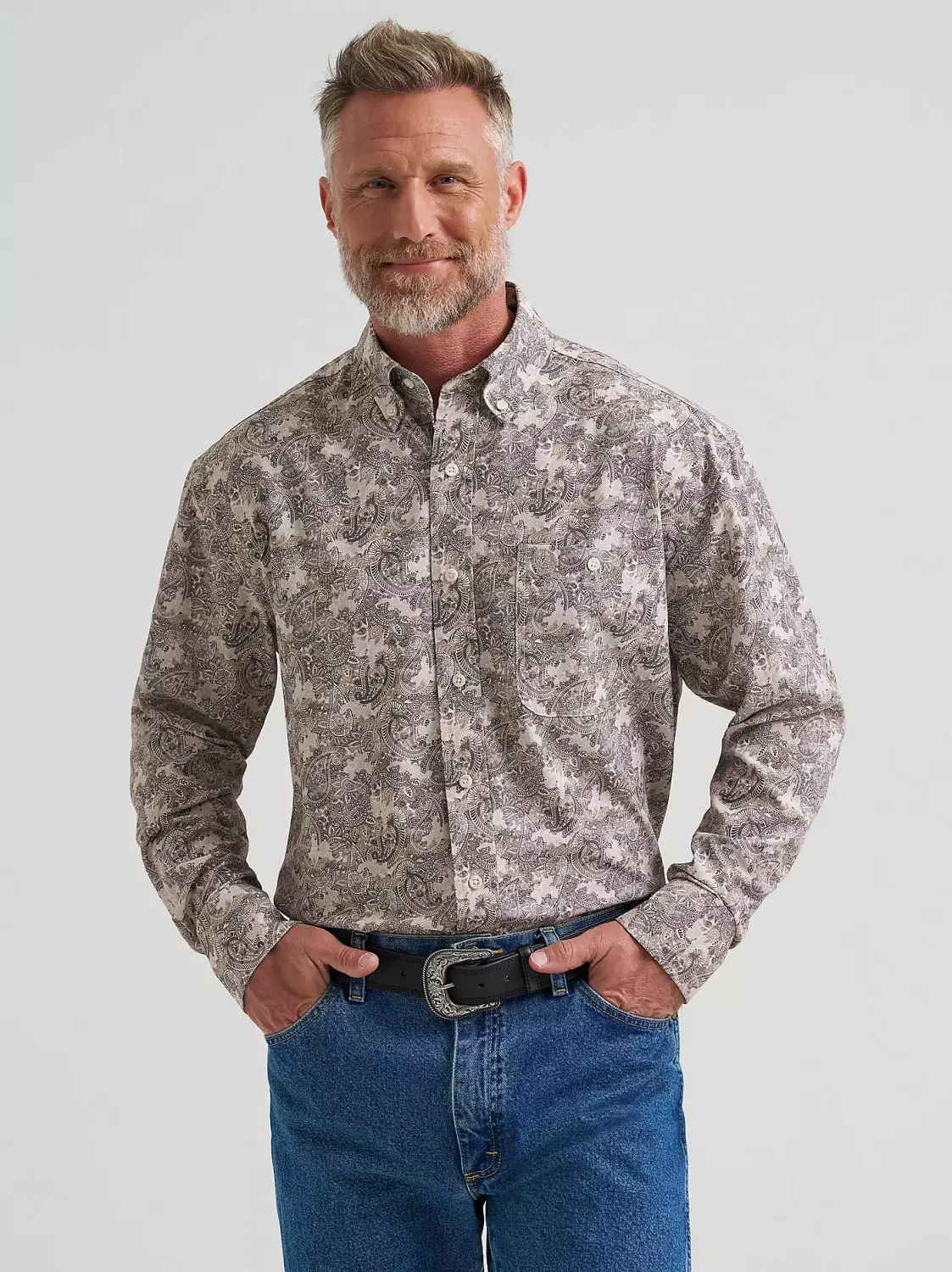 WRANGLER - George Strait Performance Button Down Vanilla Paisley Shirt