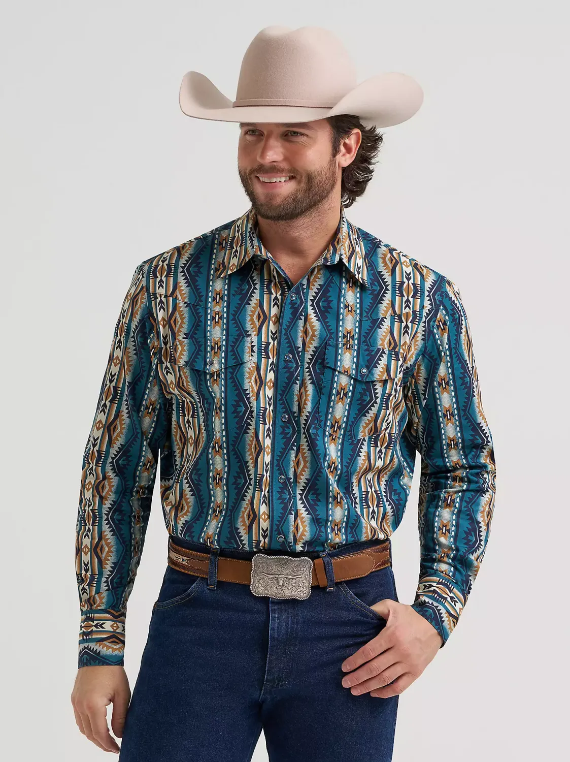 WRANGLER - Checotah Long Sleeve Western Snap High Desert Printed Shirt