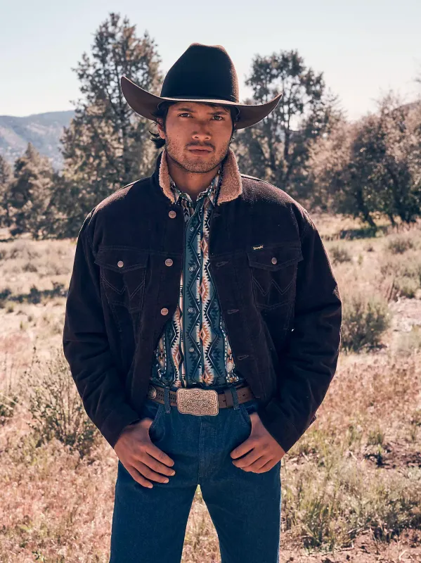 WRANGLER - Cowboy Cut Sherpa Lined Corduroy Black Coffee Jacket