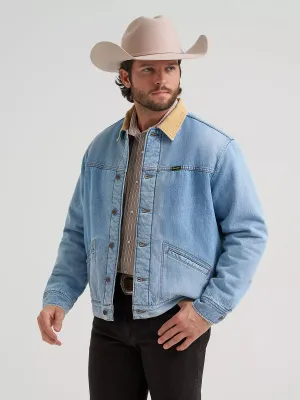 WRANGLER - Bleach Wash Straight Yoke Sherpa Lined Denim Jacket