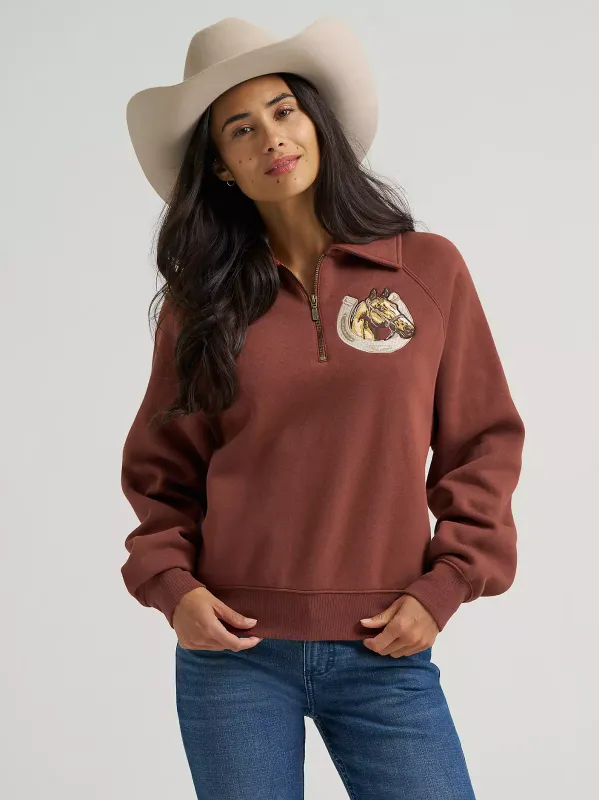WRANGLER - Horseshoe Collared Zip Burgundy Pullover