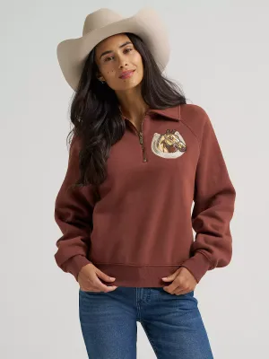 WRANGLER - Horseshoe Collared Zip Burgundy Pullover