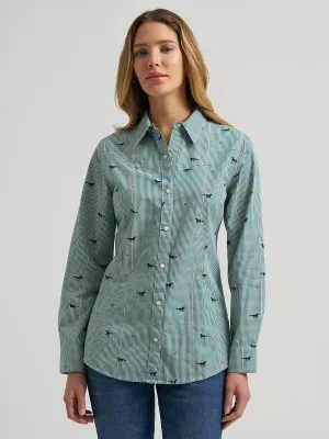 WRANGLER - Statement Sierra Western Slim Green Snap Shirt