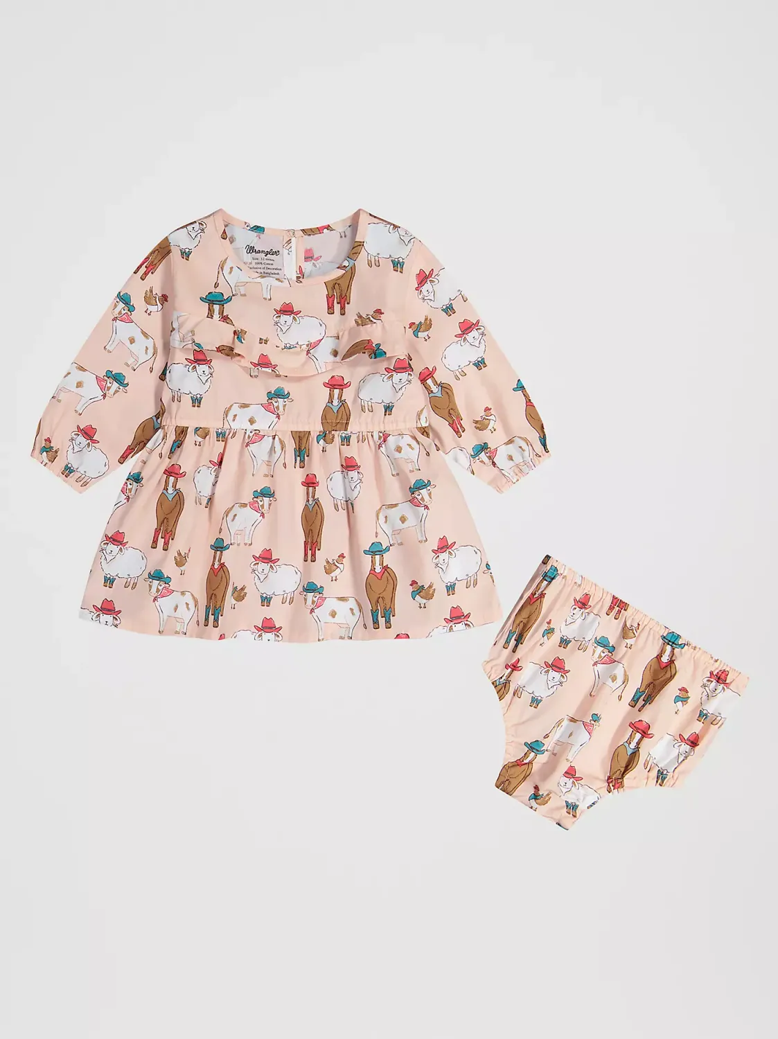 WRANGLER - Little Girl's Pink Long Sleeve Western Print Dress