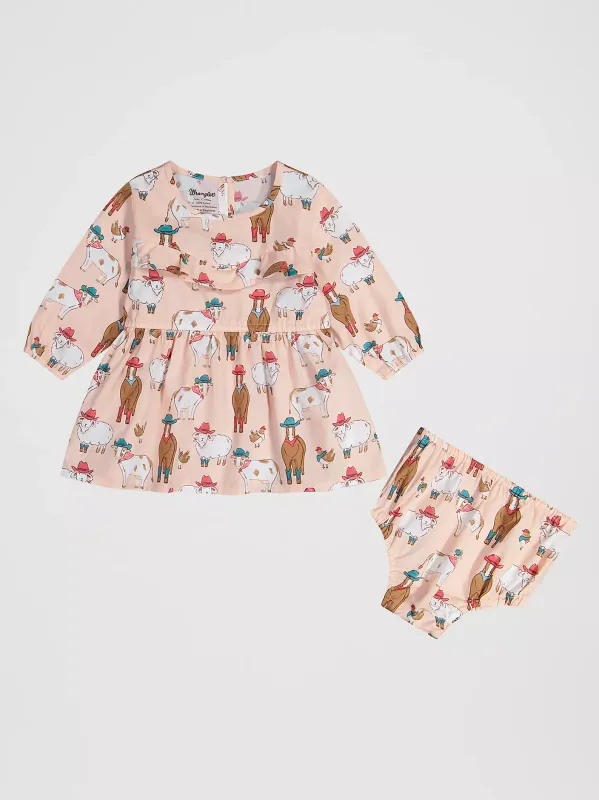 WRANGLER - Little Girl's Pink Long Sleeve Western Print Dress