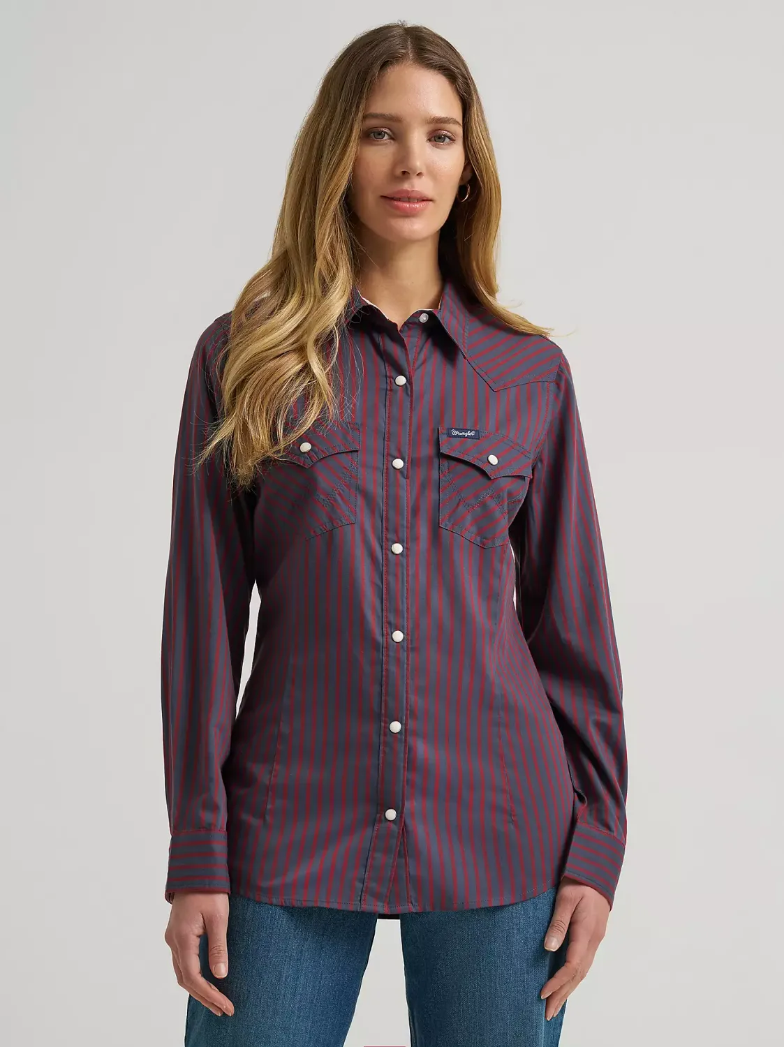 WRANGLER - Olivia Western Slim Burgundy Snap Shirt