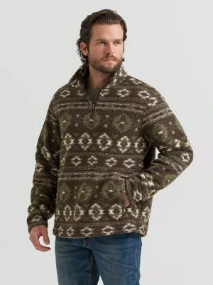 WRANGLER - Hay Away Sherpa Quarter-Zip Black Olive Pullover
