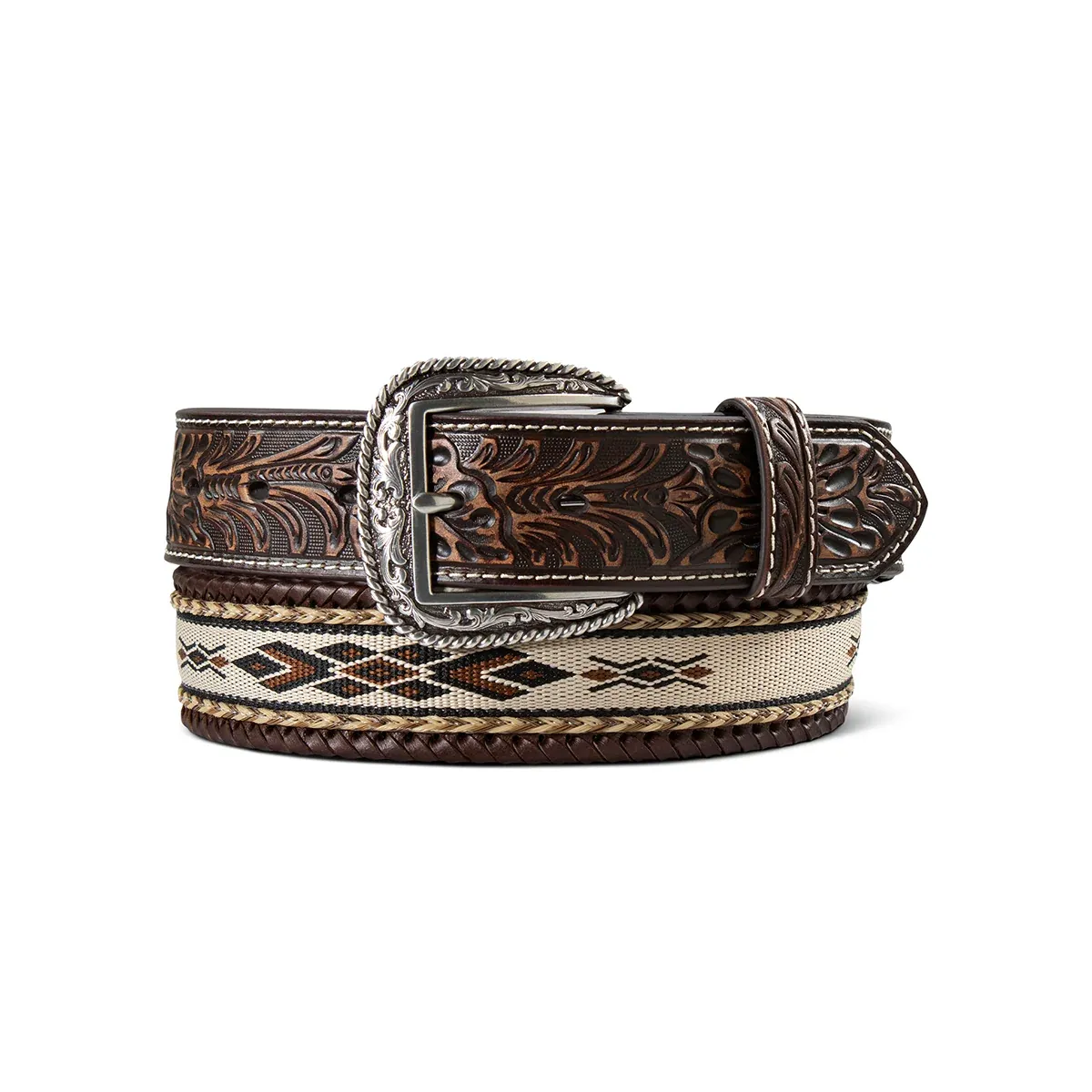 ARIAT - Horse Hair &amp; Stitch Brown Western Belt