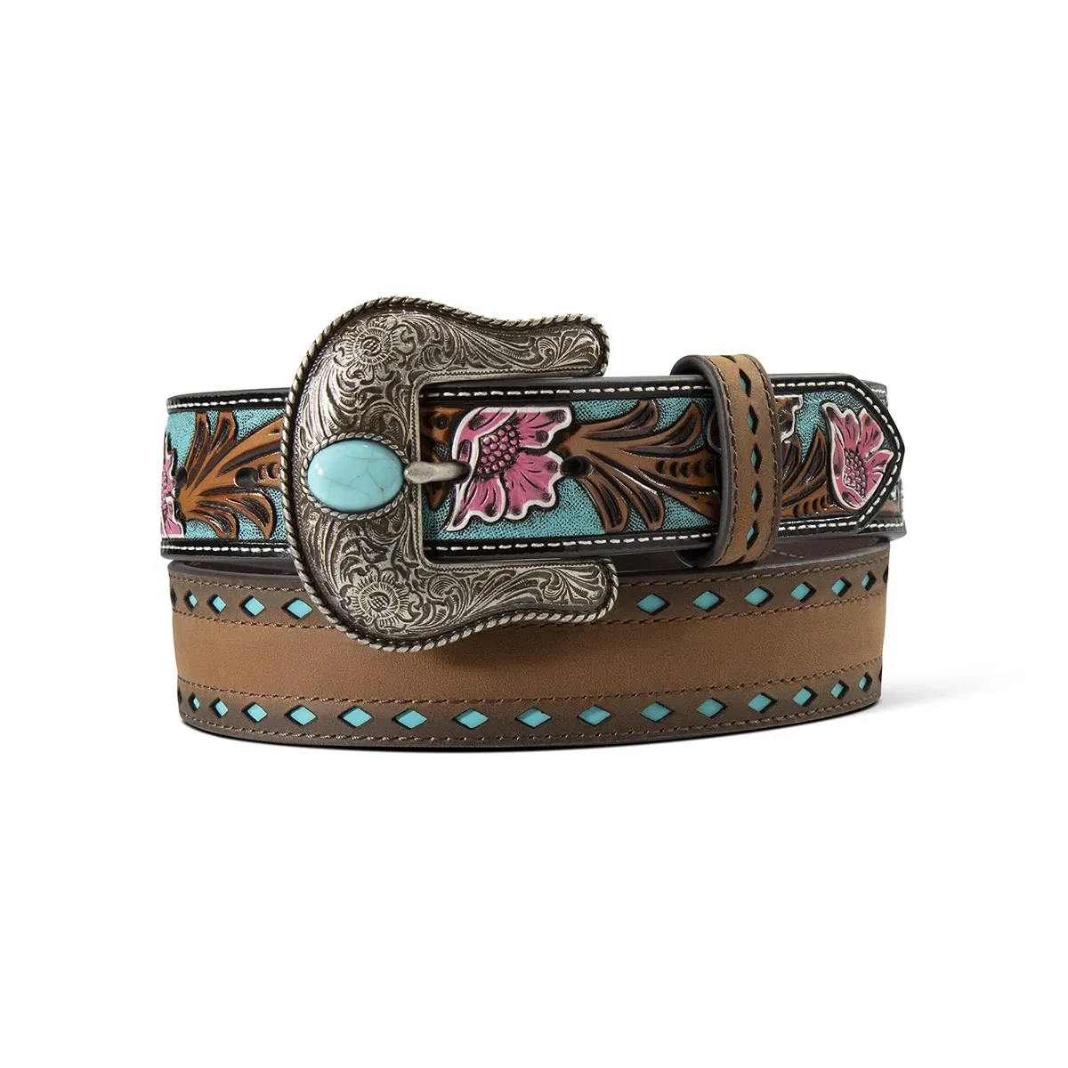 ARIAT - Floral Billets with Turquoise Cut Outs Belt