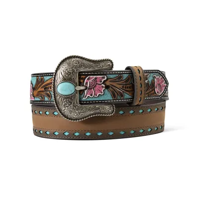 ARIAT - Floral Billets with Turquoise Cut Outs Belt
