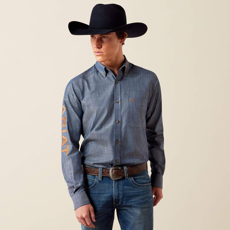 ARIAT - Team Logo Chambray Blue Twill Fitted Shirt