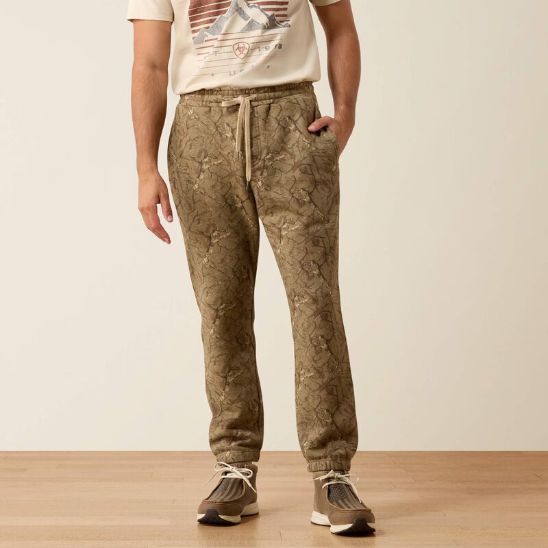 ARIAT - Olive Forest Camo ToughStock Washed Heavyweight Fleece Joggers