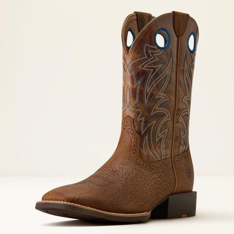 ARIAT - Dark Tan Sport Sidebet Wide Square Toe Cowboy Boot