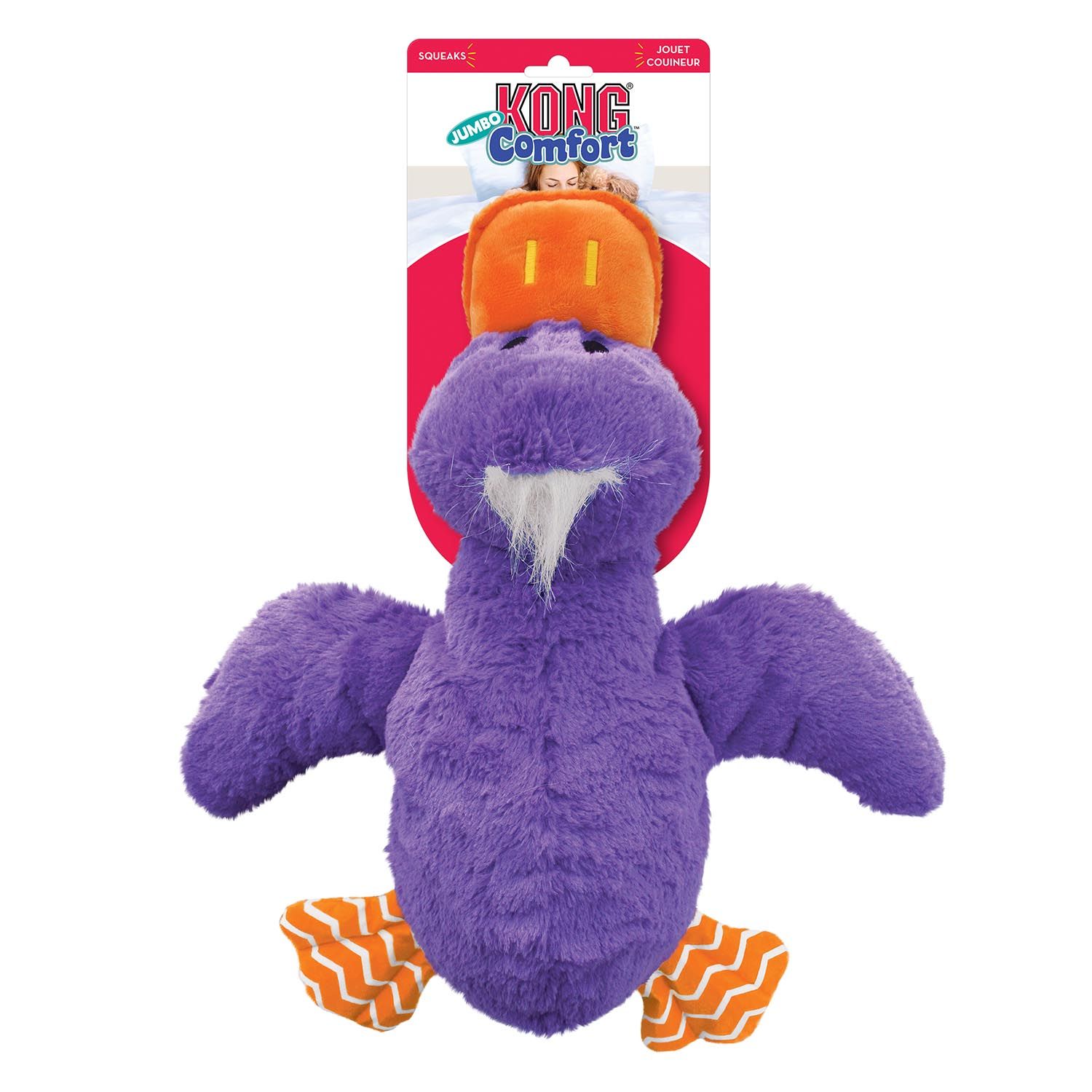 KONG - Comfort Jumbo Duck Plush, Colour: Couleurs Assorties