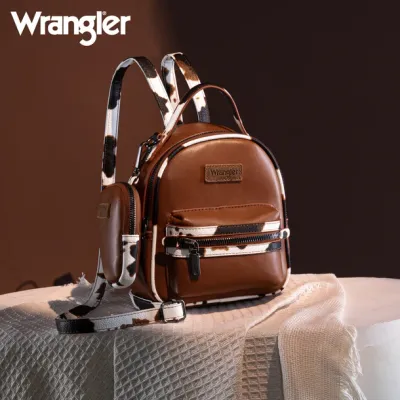 WRANGLER - Mini BackPack with Brown Cow Print Trim