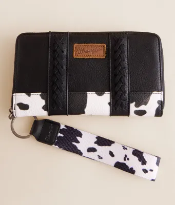 WRANGLER - Black Cow Print Wristlet Wallet
